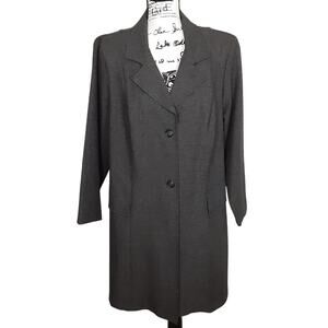 Vintage 80s Long Overcoat Gray Taffeta Dress Coat Women 18 Winter Car Coat Retro